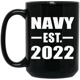 Navy Established EST. 2022 - 15oz Coffee Mug Black