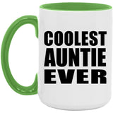 Coolest Auntie Ever - 15oz Accent Mug Green
