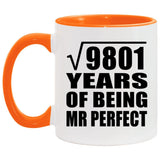 99th Anniversary Square Root of 9801 Years of Mr Perfect - 11oz Accent Mug Orange