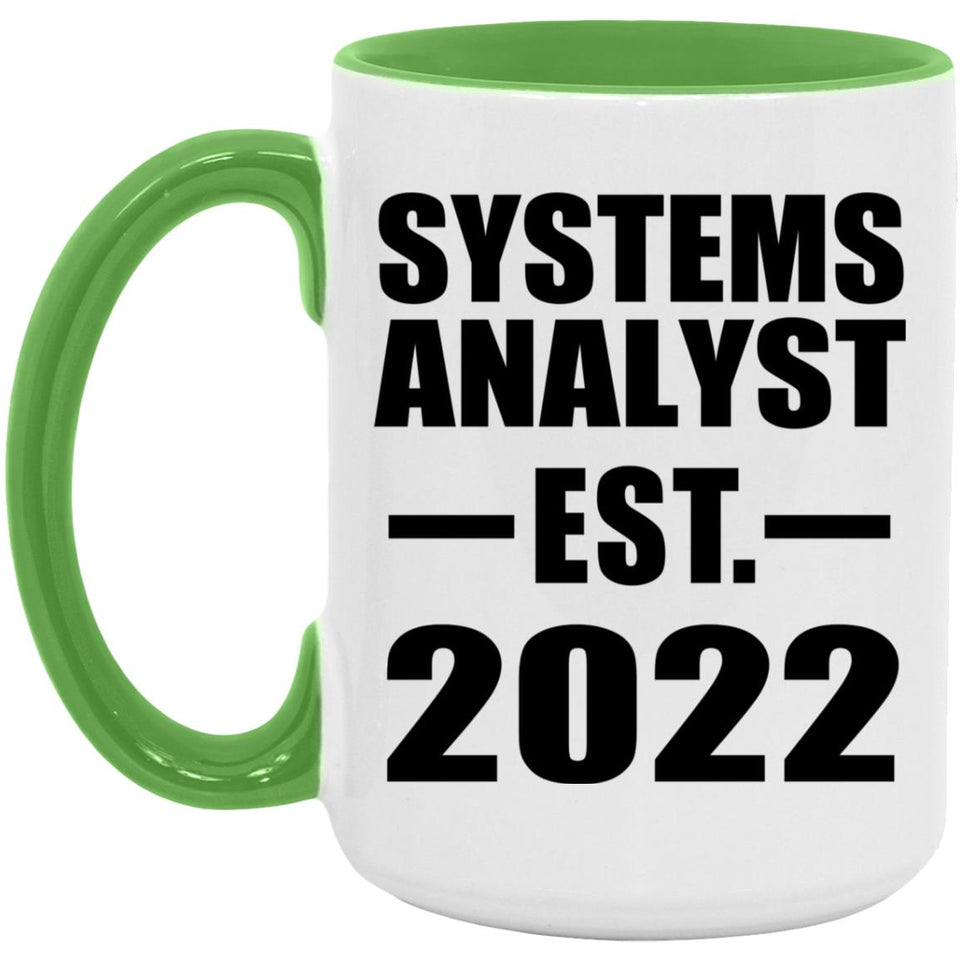 Systems Analyst Established EST. 2022 - 15oz Accent Mug Green