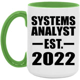 Systems Analyst Established EST. 2022 - 15oz Accent Mug Green