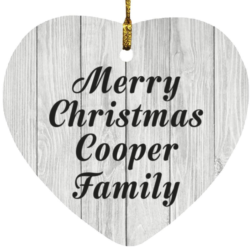 Merry Christmas Cooper Family - Heart Ornament F