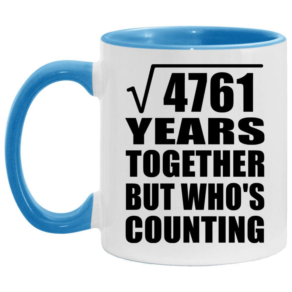 69th Anniversary Square Root of 4761 Years Who's Counting - 11oz Accent Mug Blue
