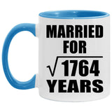 42nd Anniversary Married For Square Root of 1764 Years - 11oz Accent Mug Blue