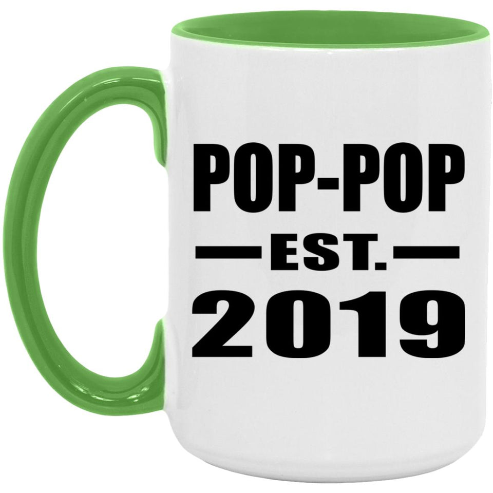 Pop-Pop Established EST. 2019 - 15oz Accent Mug Green