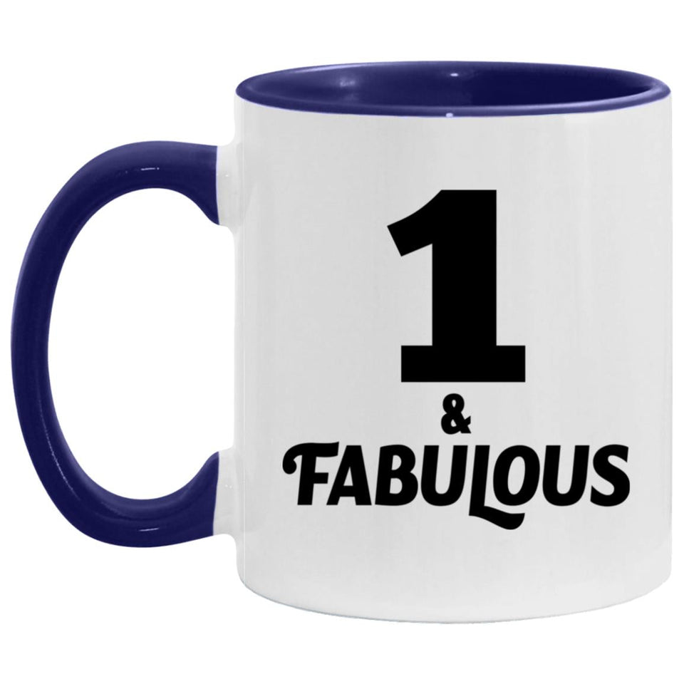 1st Birthday 1 & Fabulous - 11oz Accent Mug Purple