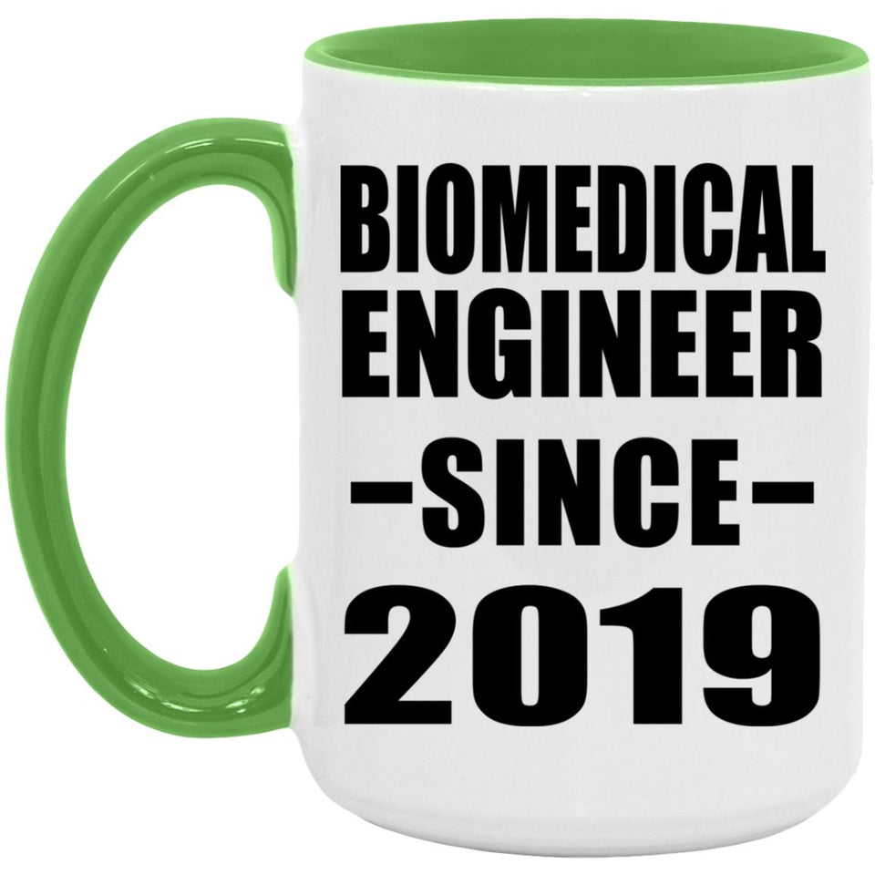 Biomedical Engineer Since 2019 - 15oz Accent Mug Green