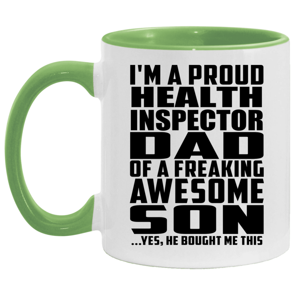 Proud Health Inspector Dad Of Awesome Son - 11oz Accent Mug Green