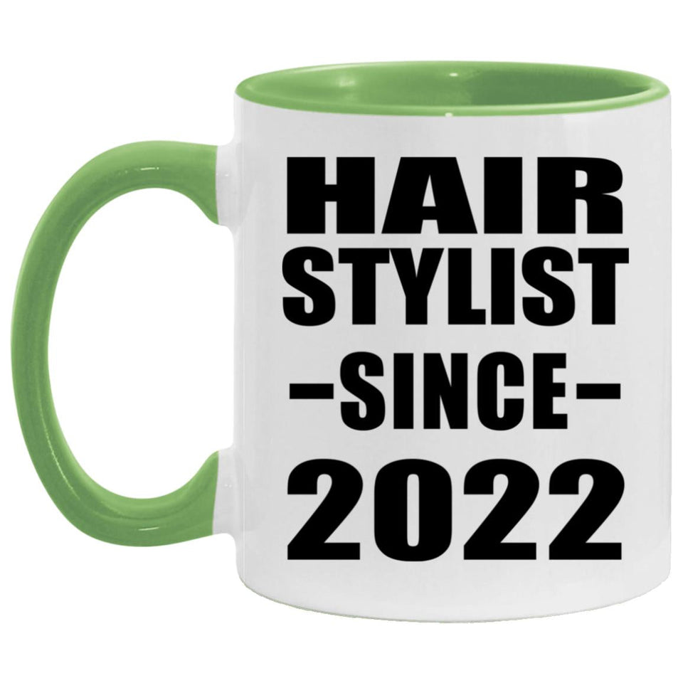 Hair Stylist Since 2022 - 11oz Accent Mug Green
