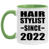Hair Stylist Since 2022 - 11oz Accent Mug Green