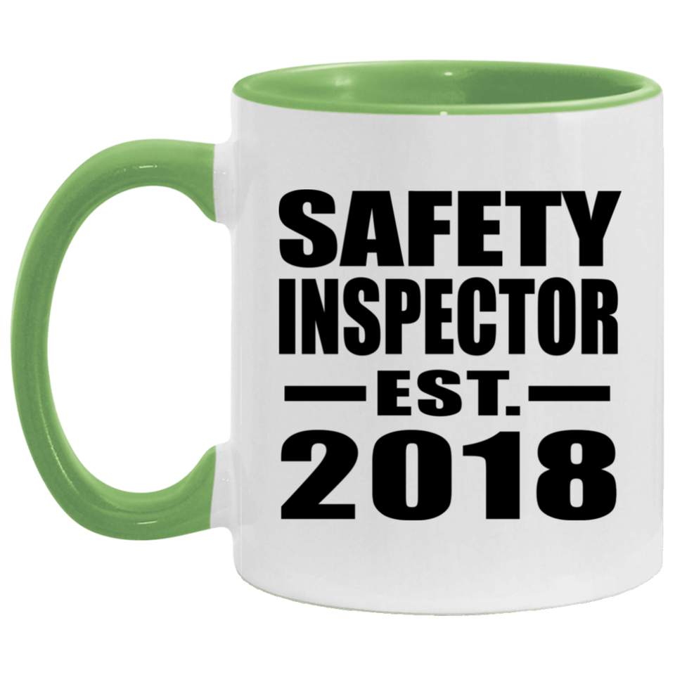 Safety Inspector Established EST. 2018 - 11oz Accent Mug Green