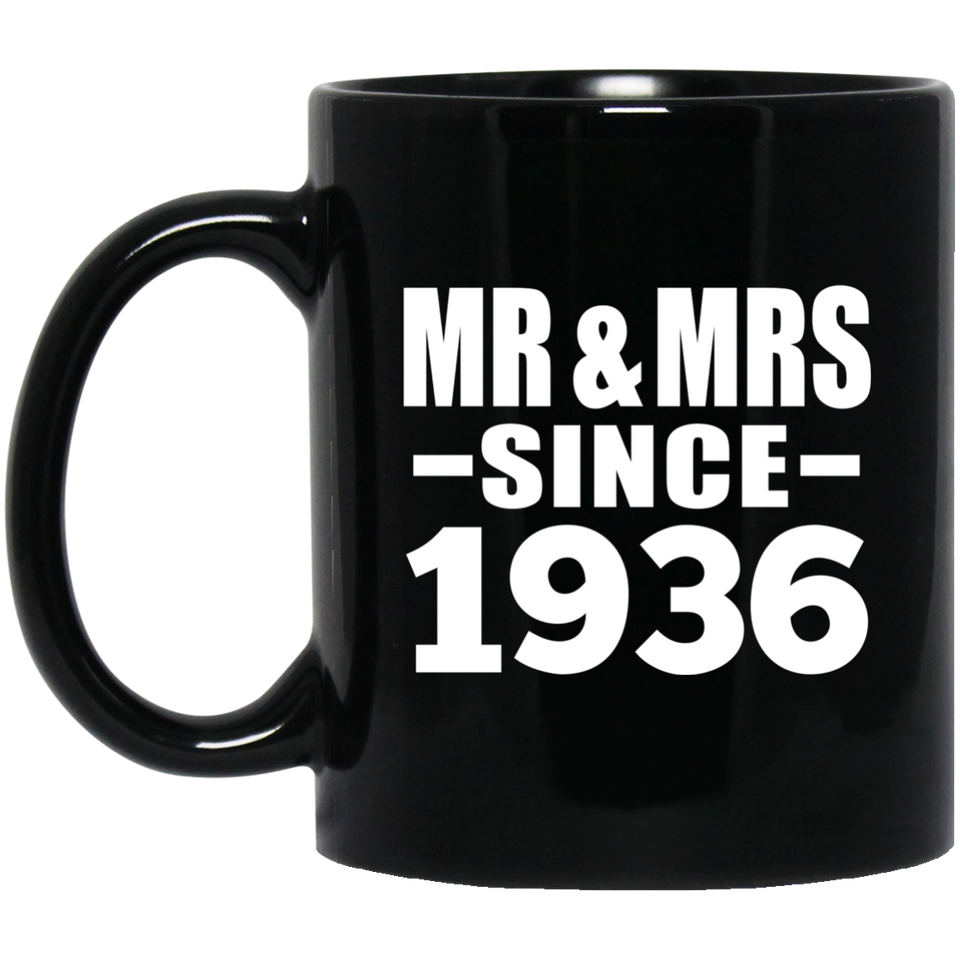 88th Anniversary Mr & Mrs Since 1936 - 11 Oz Coffee Mug Black