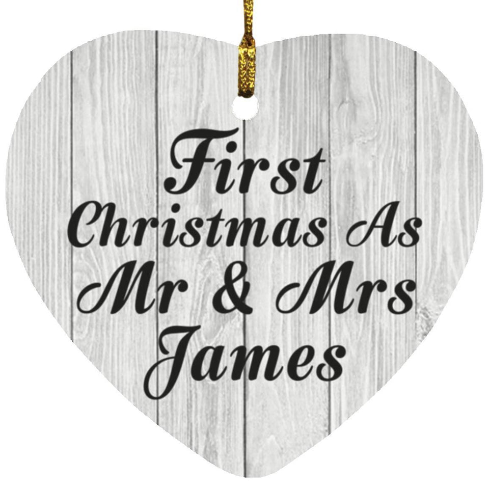First Christmas As Mr & Mrs James - Heart Ornament F