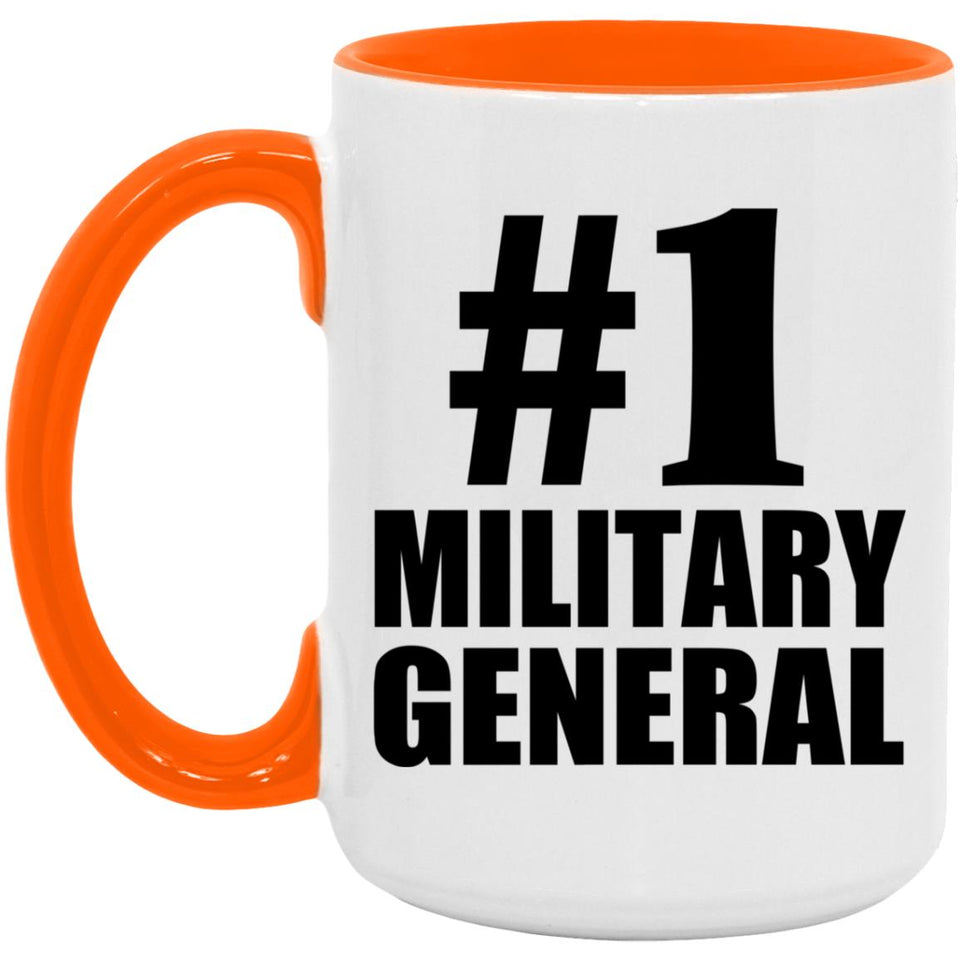 Number One #1 Military General - 15oz Accent Mug Orange