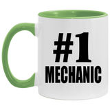 Number One #1 Mechanic - 11oz Accent Mug Green