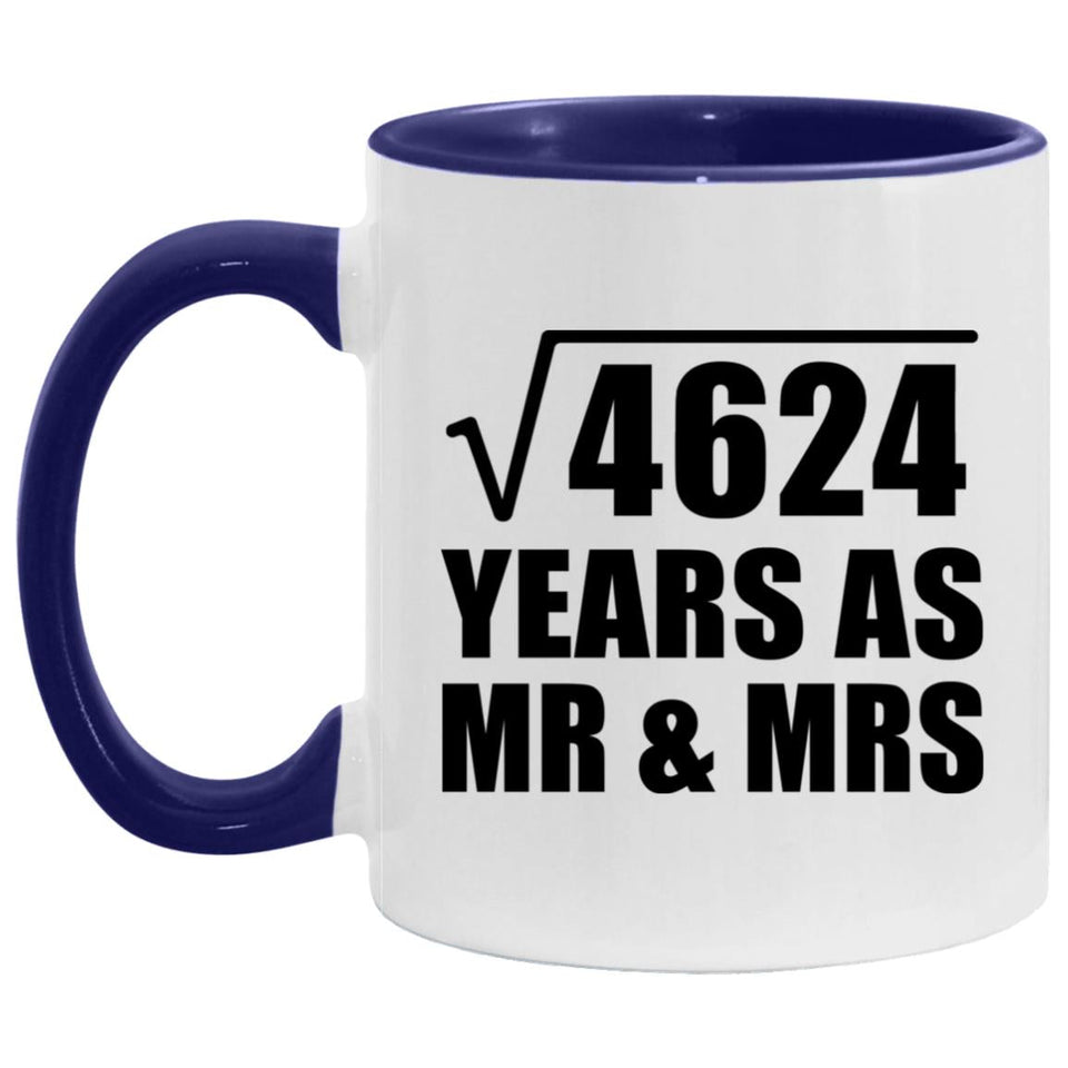 68th Anniversary Square Root of 4624 Years As Mr & Mrs - 11oz Accent Mug Purple