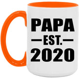 Papa Established EST. 2020 - 15oz Accent Mug Orange