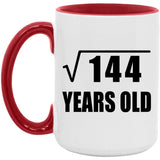 12th Birthday Square Root of 144 Years Old - 15oz Accent Mug Red