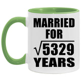 73rd Anniversary Married For Square Root of 5329 Years - 11oz Accent Mug Green