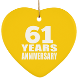 61st Anniversary 61 Years - Heart Ornament