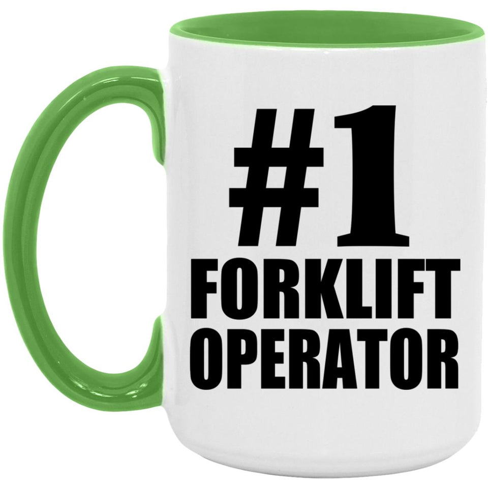 Number One #1 Forklift Operator - 15oz Accent Mug Green