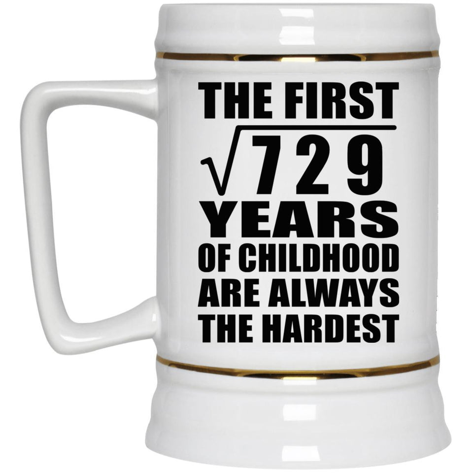 27th Birthday Square Root of 729 Years of Childhood - Beer Stein