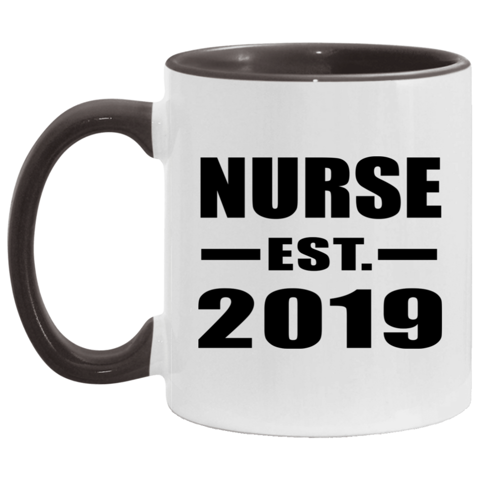 Nurse Established EST. 2019 - 11oz Accent Mug Black