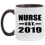 Nurse Established EST. 2019 - 11oz Accent Mug Black