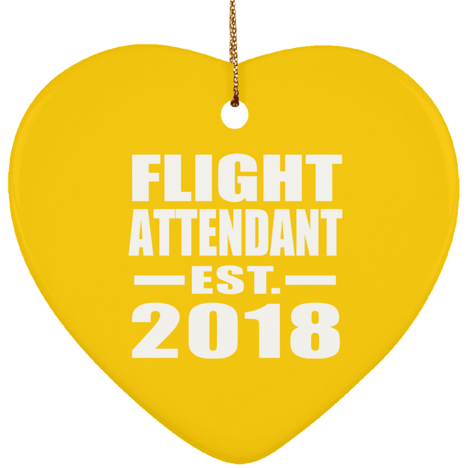 Flight Attendant Established EST. 2018 - Heart Ornament