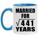 21st Anniversary Married For Square Root of 441 Years - 11oz Accent Mug Blue