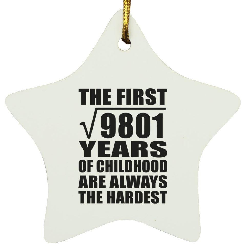 99th Birthday Square Root of 9801 Years of Childhood - Star Ornament