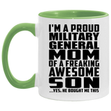 Proud Military General Mom Of Awesome Son - 11oz Accent Mug Green