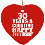 Happy 30th Anniversary 30 Years & Counting - Heart Ornament
