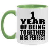 1st Anniversary 1 Year Of Being Mrs Perfect - 11oz Accent Mug Green