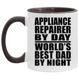 Appliance Repairer By Day World's Best Dad By Night - 11oz Accent Mug Black