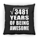 59th Birthday Square Root of 3481 Years of Being Awesome - Throw Pillow Black