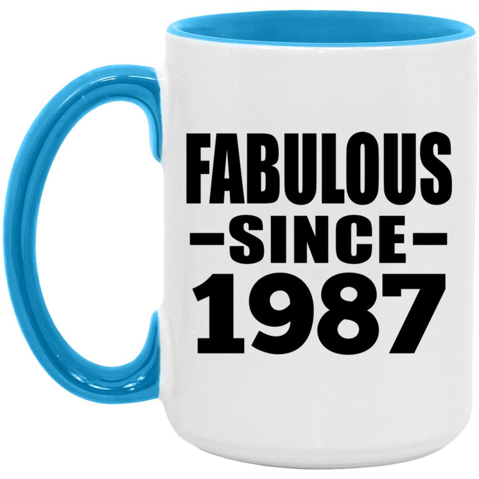 37th Birthday Fabulous Since 1987 - 15oz Accent Mug Blue