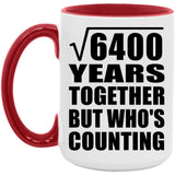 80th Anniversary Square Root of 6400 Years Who's Counting - 15oz Accent Mug Red