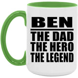 Ben The Dad The Hero The Legend - 15oz Accent Mug Green
