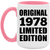 46th Birthday Original 1978 Limited Edition - 15oz Accent Mug Pink