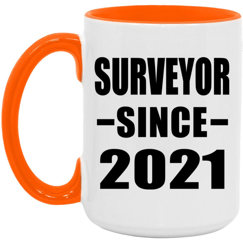Surveyor Since 2021 - 15oz Accent Mug Orange