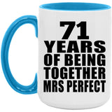 71st Anniversary 71 Years Of Being Mrs Perfect - 15oz Accent Mug Blue