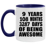 9th Birthday 9 Years 108 Months 3287 Days Of Awesome - 11oz Accent Mug Purple