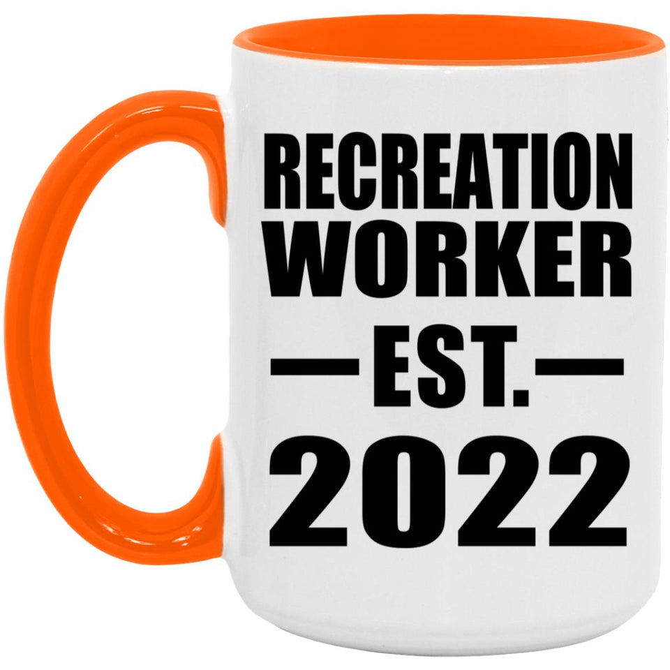 Recreation Worker Established EST. 2022 - 15oz Accent Mug Orange
