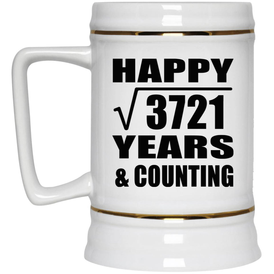 Happy 61st Anniversary Square Root of 3721 Years & Counting - Beer Stein