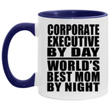 Corporate Executive By Day World's Best Mom By Night - 11oz Accent Mug Purple
