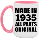 89th Birthday Made in 1935 All Parts Original - 15oz Accent Mug Pink