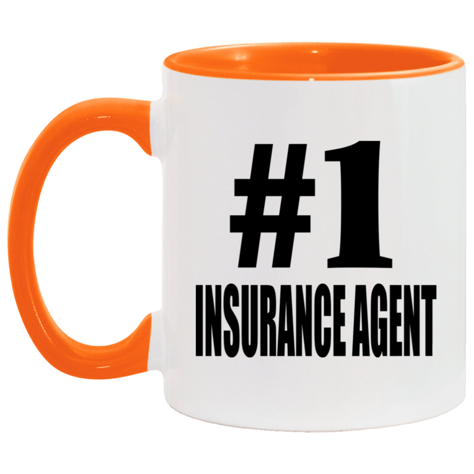 Number One #1 Insurance Agent - 11oz Accent Mug Orange