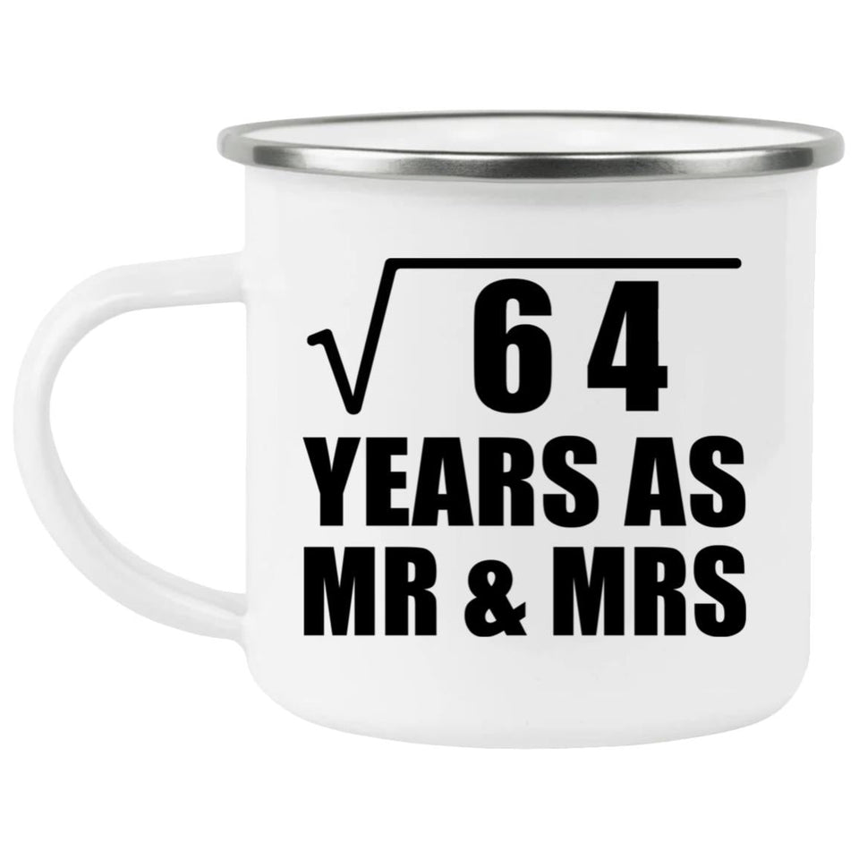 8th Anniversary Square Root of 64 Years As Mr & Mrs - 12oz Camping Mug