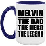 Melvin The Dad The Hero The Legend - 15oz Accent Mug Purple